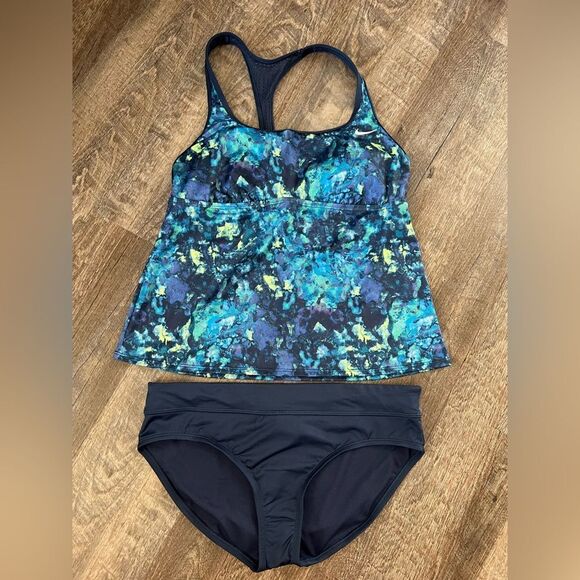 Nike Women Earth Dye Racerback Tankini Set- Size Large - Picture 1 of 10